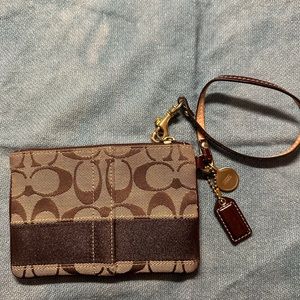 Coach Brown Monogram Wristlet